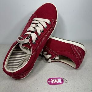Taos Womens Red/Tan Canvas Lace-Up Sneakers Size 9